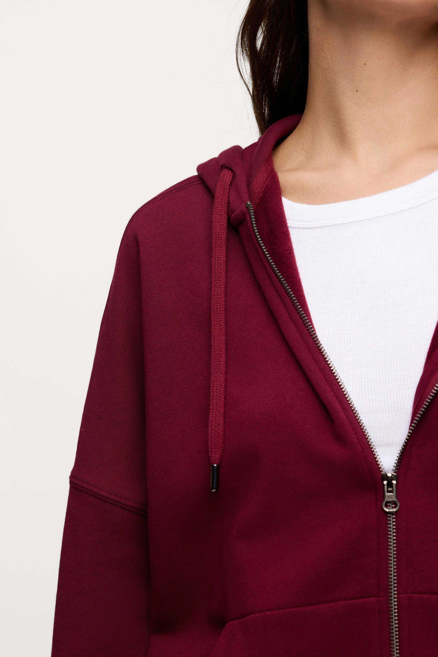 Core Fleece Two Way Zip Hoodie | Ruby