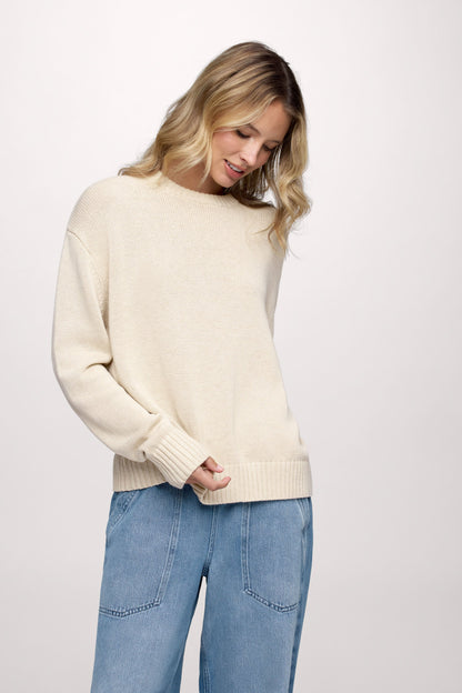Cotton Crew Sweater | Heather Oat