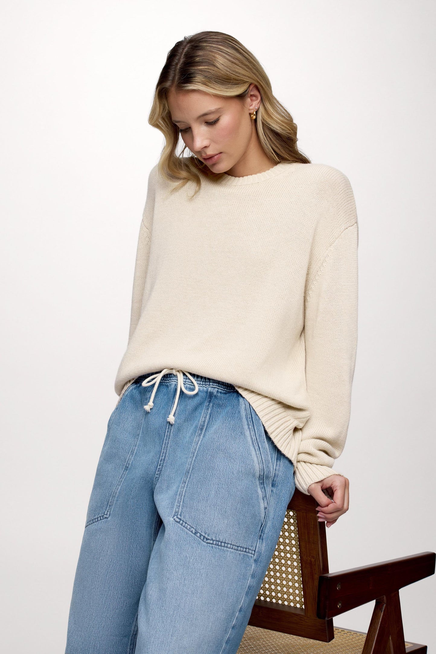 Cotton Crew Sweater | Heather Oat