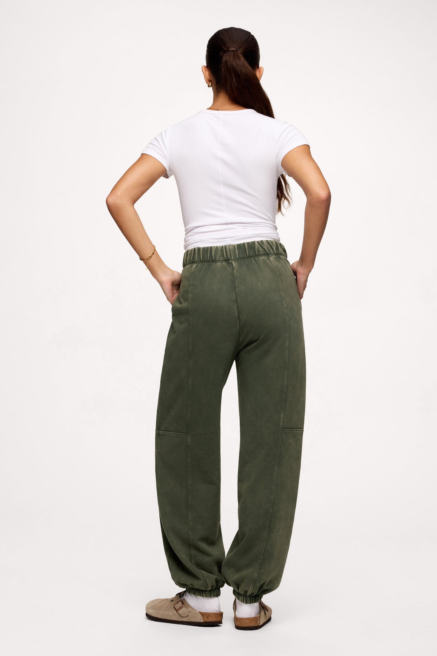 Vintage Washed Seamed Jogger | Darkest Olive