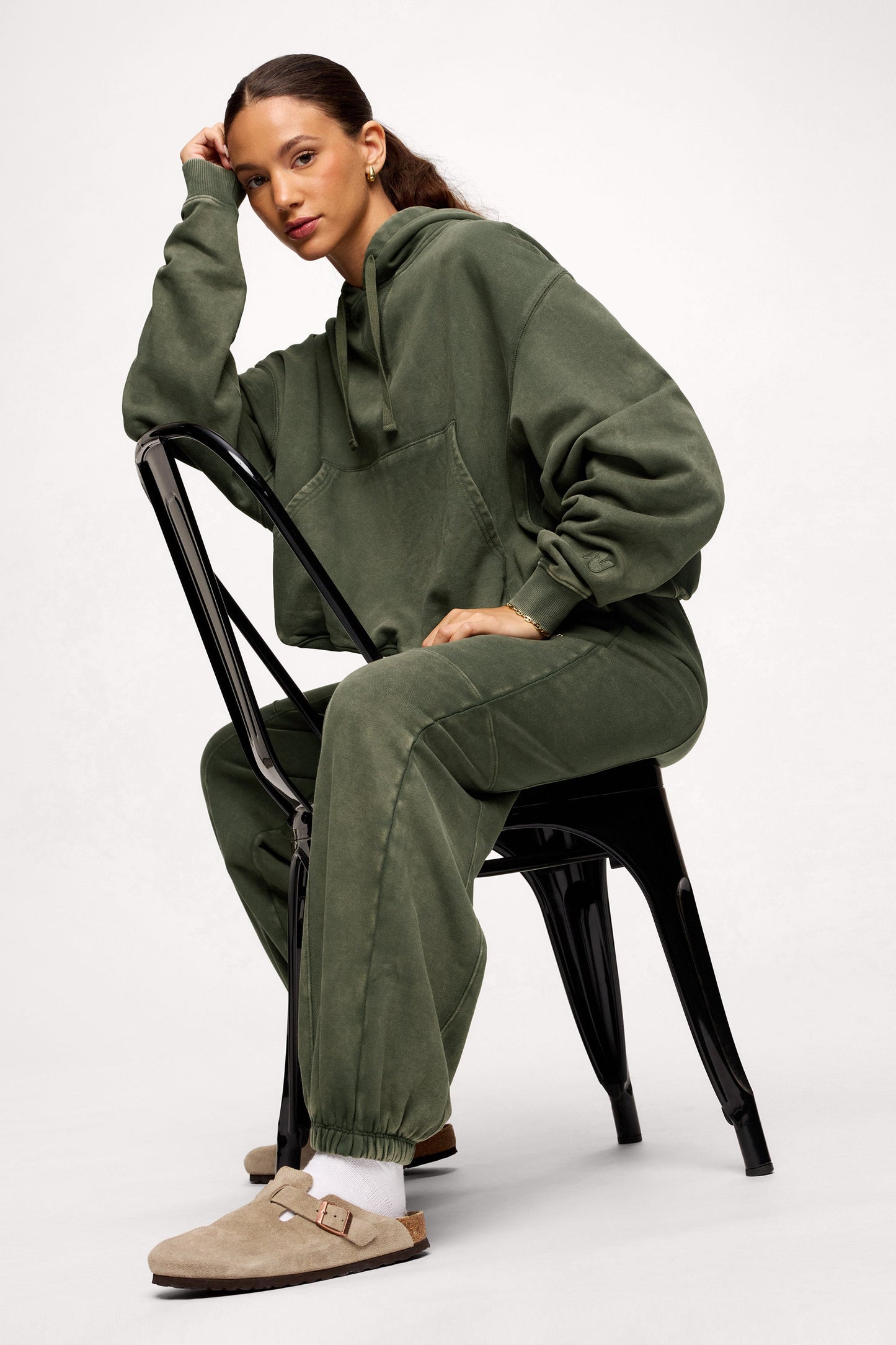 Vintage Washed Seamed Jogger | Darkest Olive