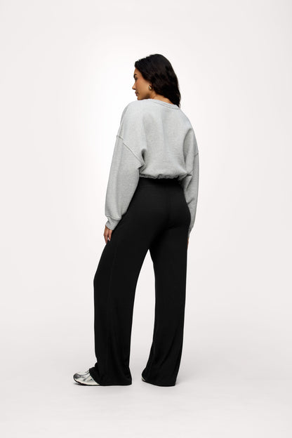Slinky Rib Streamline Pant | Black