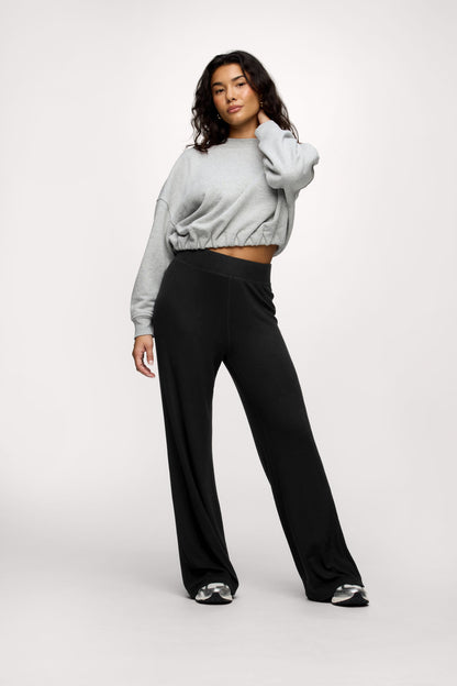 Slinky Rib Streamline Pant | Black