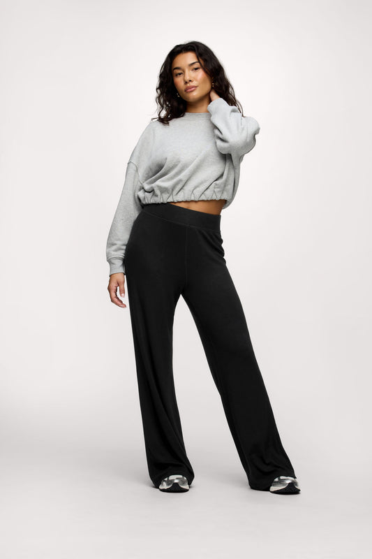 Slinky Rib Streamline Pant | Black