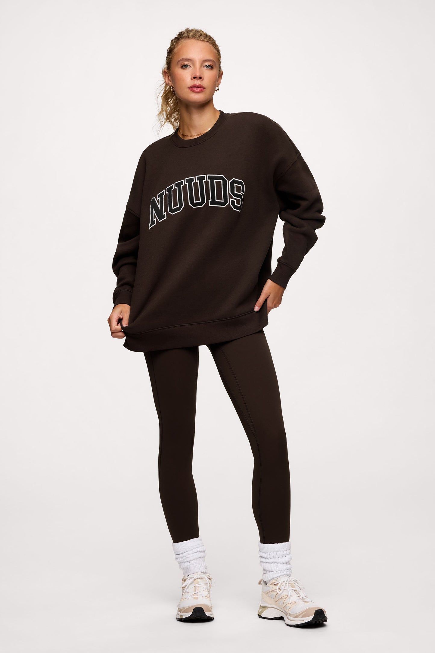 nuuds Varsity Oversized Crew | Espresso