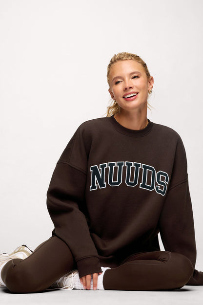 nuuds Varsity Oversized Crew | Espresso