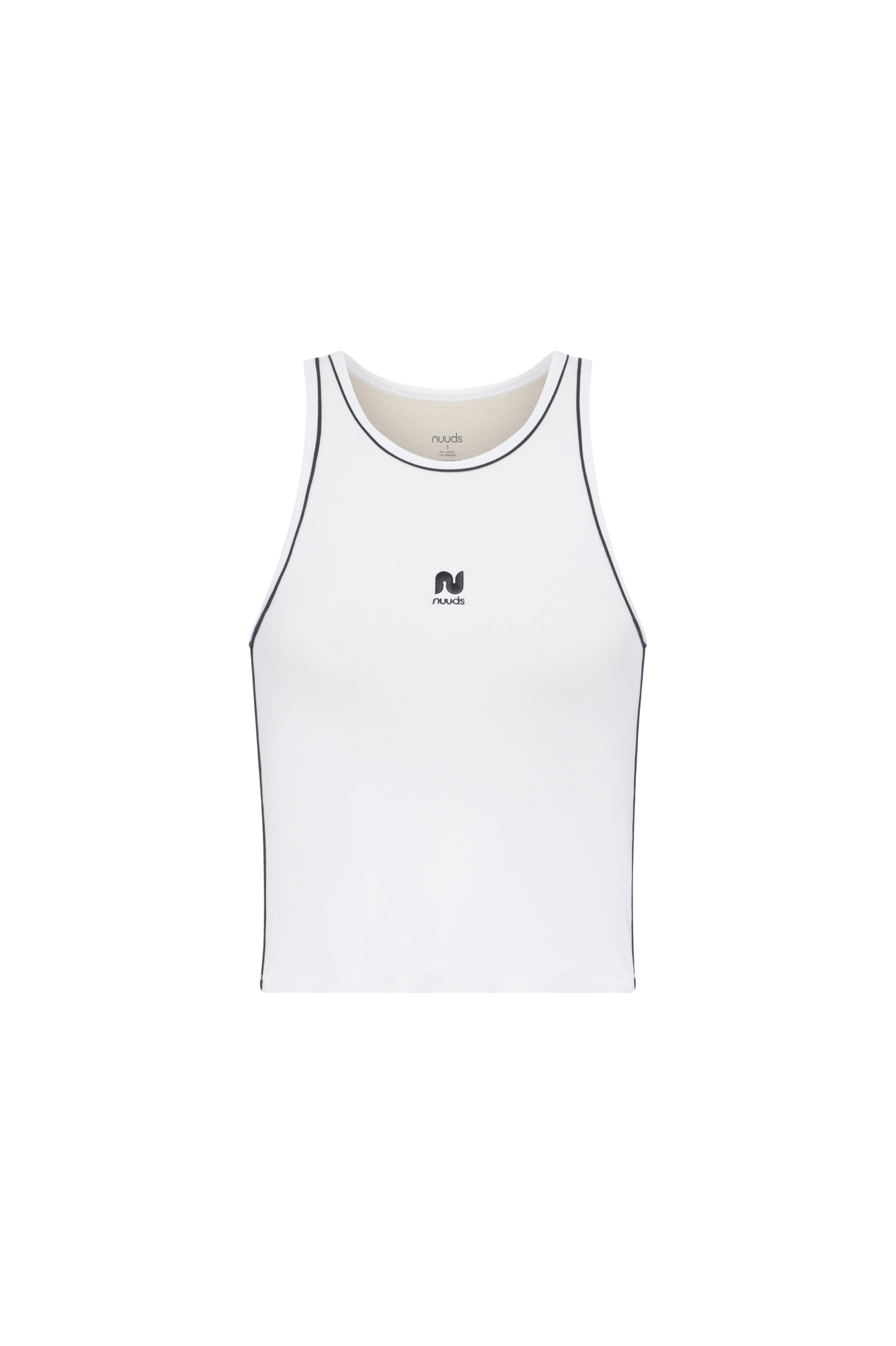 Sporty Rib Piped Racer Tank | White