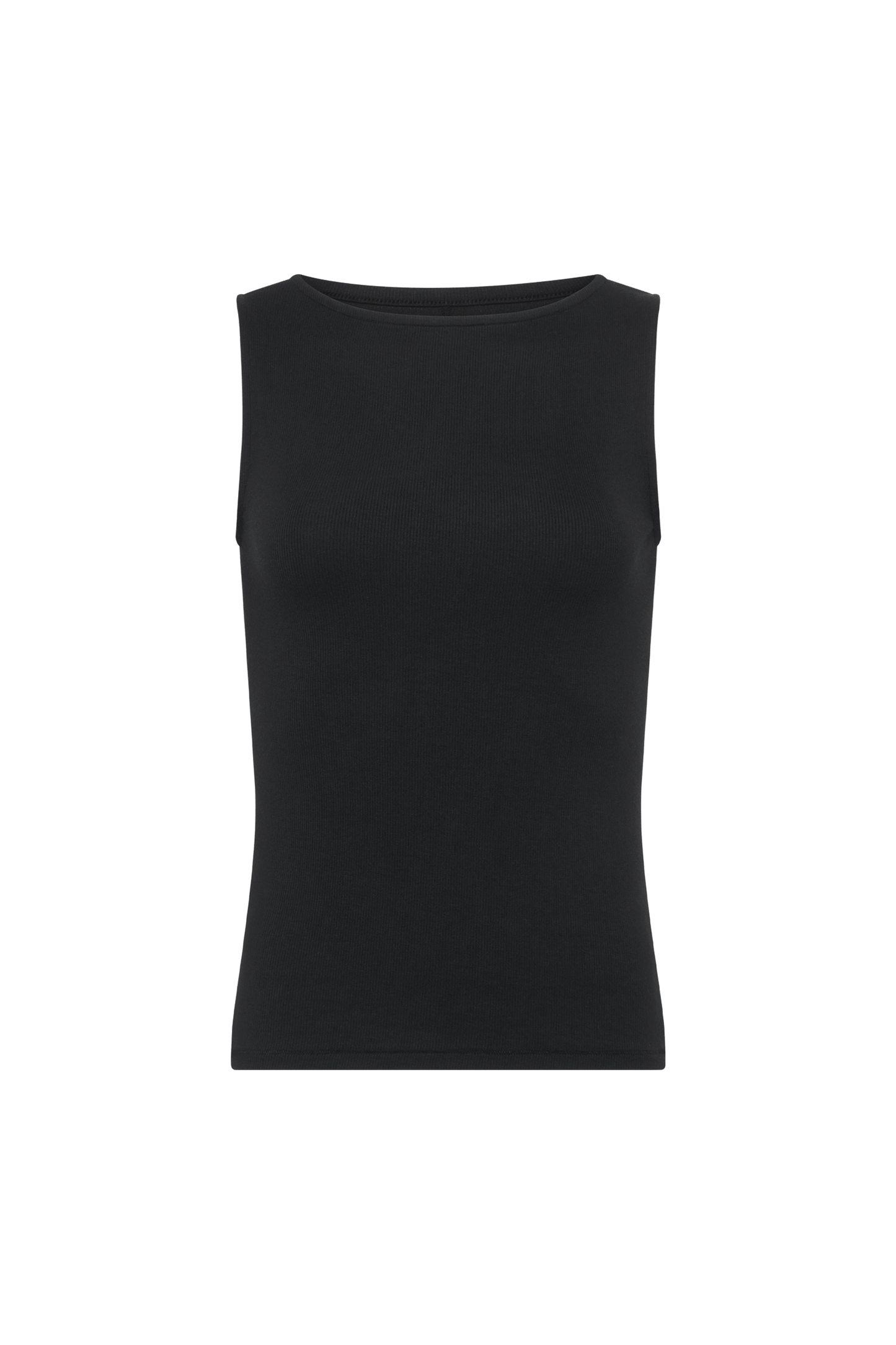 Slinky Rib Boatneck Tank | Black