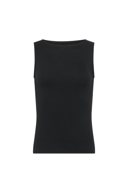 Slinky Rib Boatneck Tank | Black