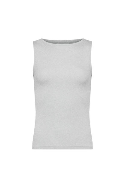 Slinky Rib Boatneck Tank | Heather Grey