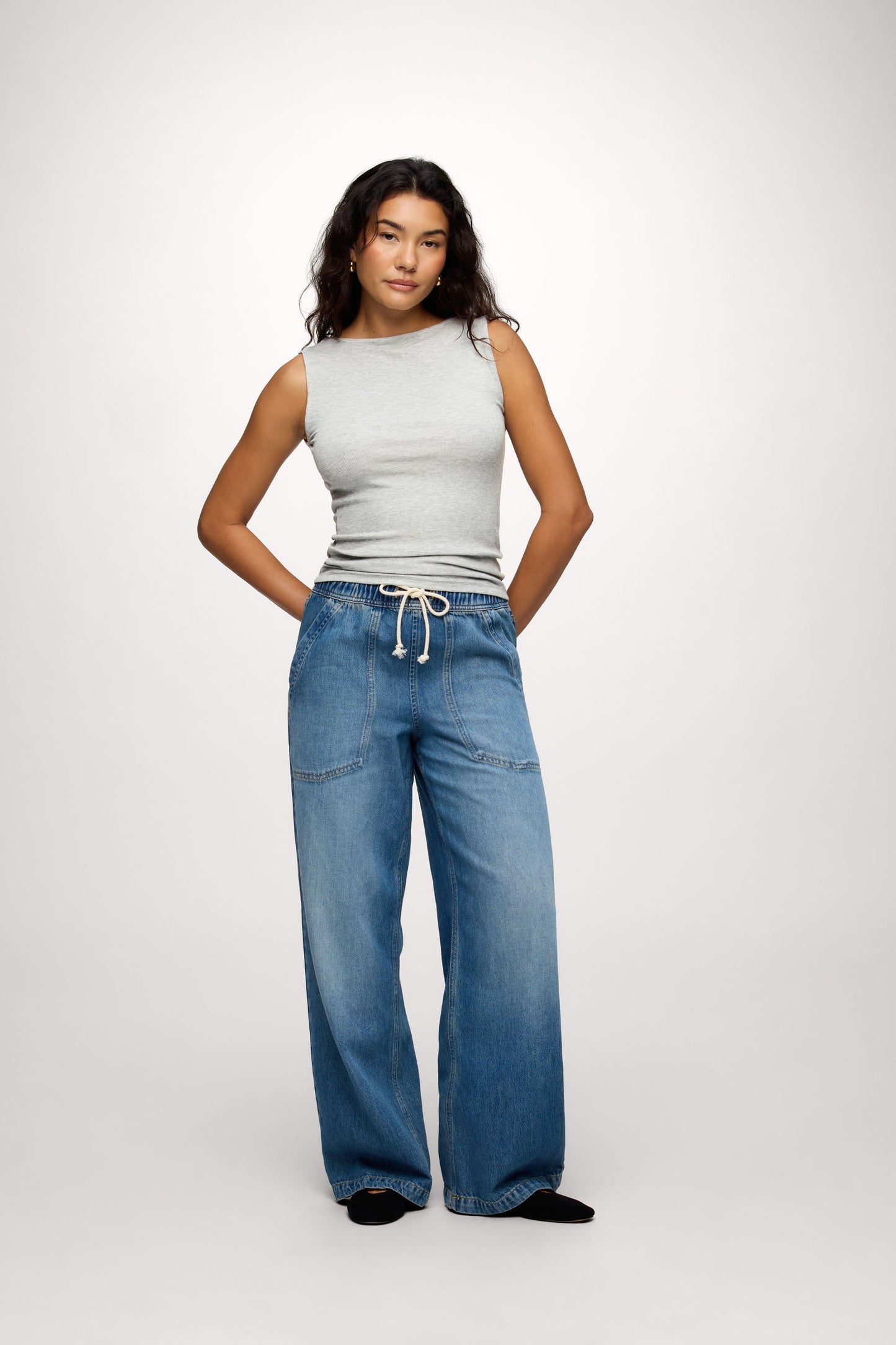 Slinky Rib Boatneck Tank | Heather Grey