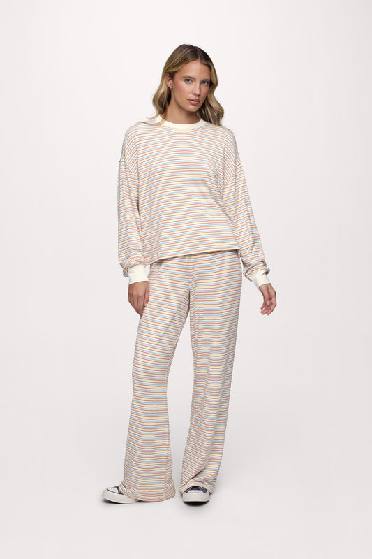 Boyfriend Stripe Pant | Sky Lemon Stripe