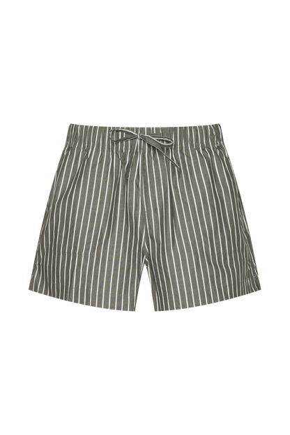 Poplin Short | Darkest Olive Stripe