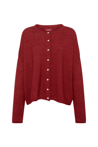 Cozy Knit Boxy Cardigan | Heather Scarlet