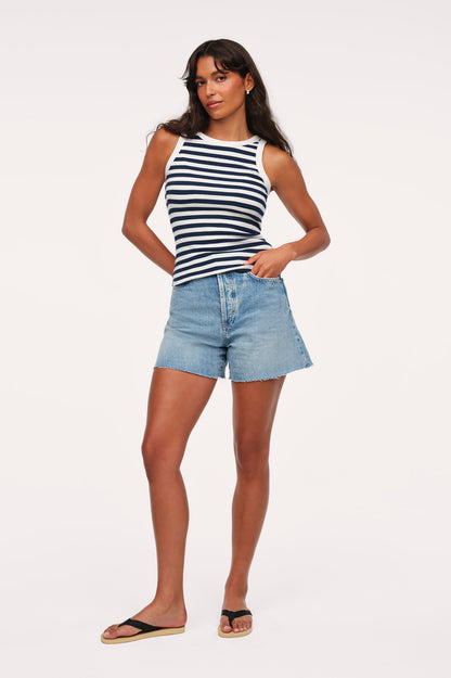 Slinky Rib Tank | Navy Stripe