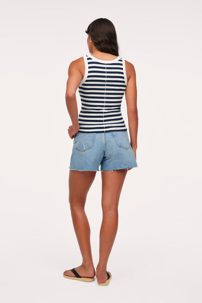 Slinky Rib Tank | Navy Stripe