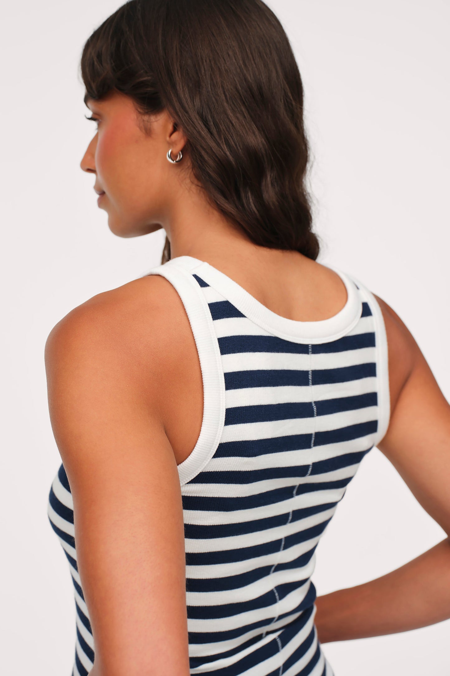 Slinky Rib Tank | Navy Stripe