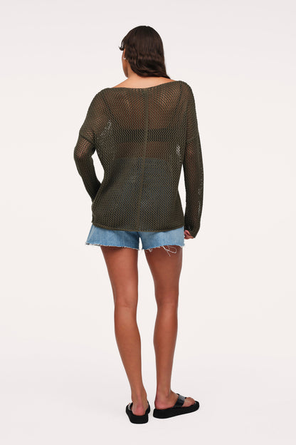 Open Knit Sweater | Darkest Olive