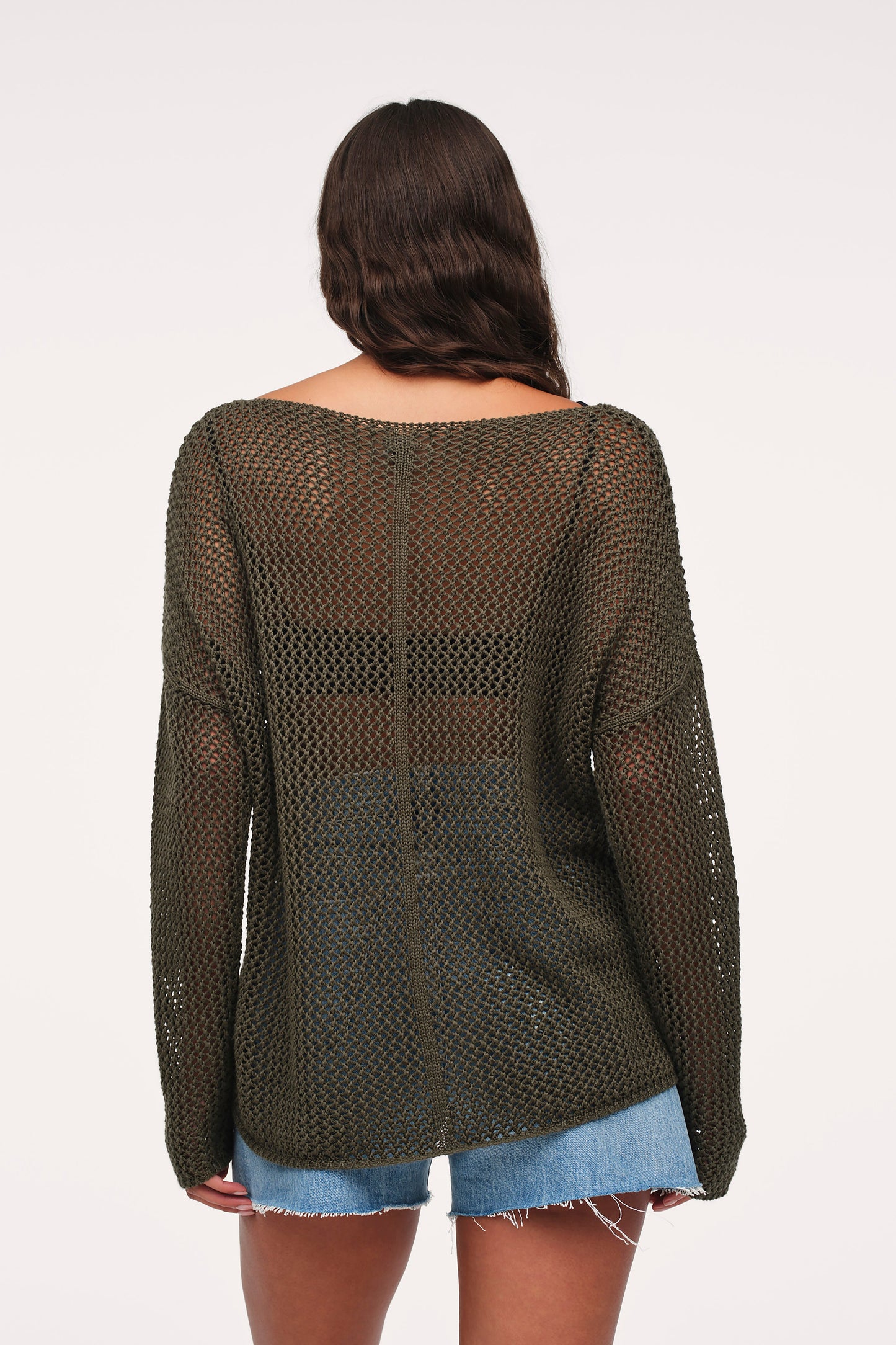 Open Knit Sweater | Darkest Olive