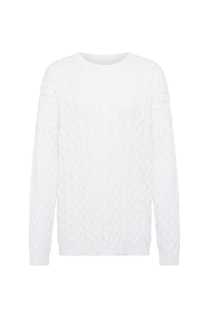 Lightweight Cable Sweater | White