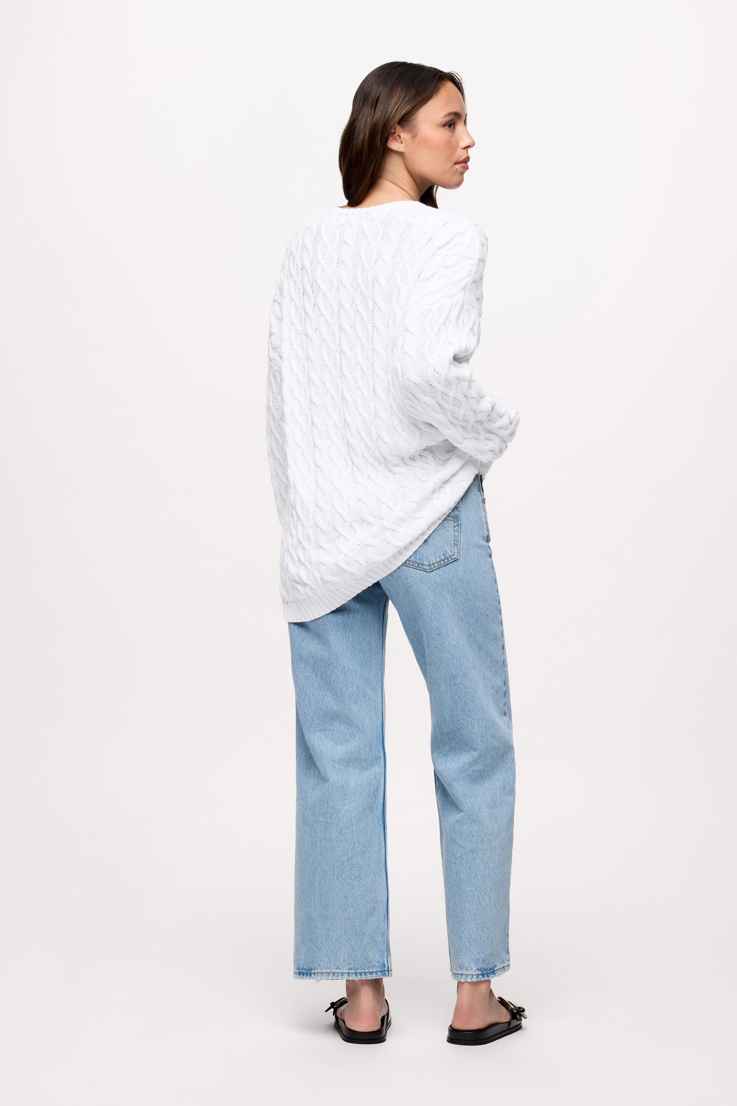 Lightweight Cable Sweater | White