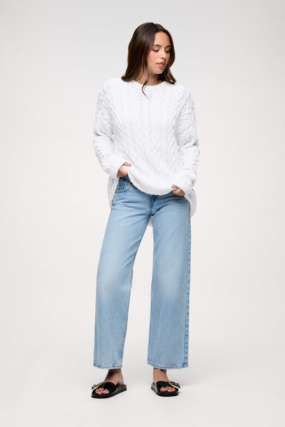 Lightweight Cable Sweater | White