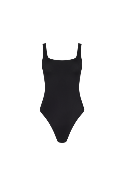 Square Neck One Piece | Smooth Black