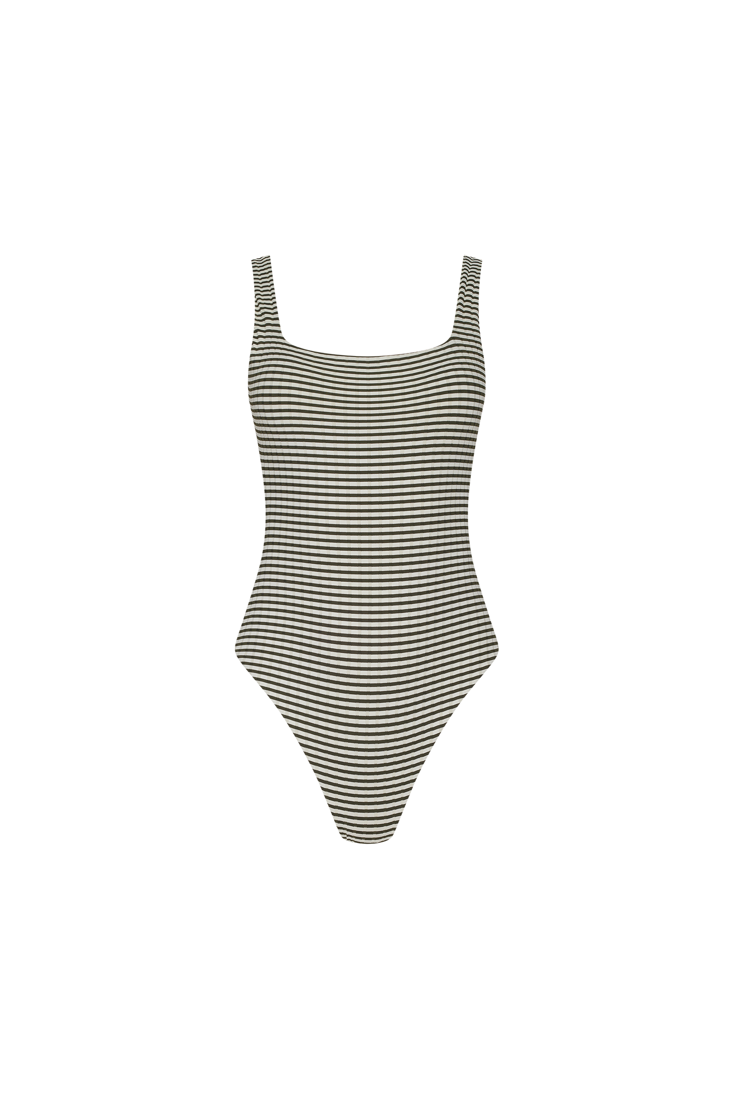 Square Neck One Piece | Olive Stripe
