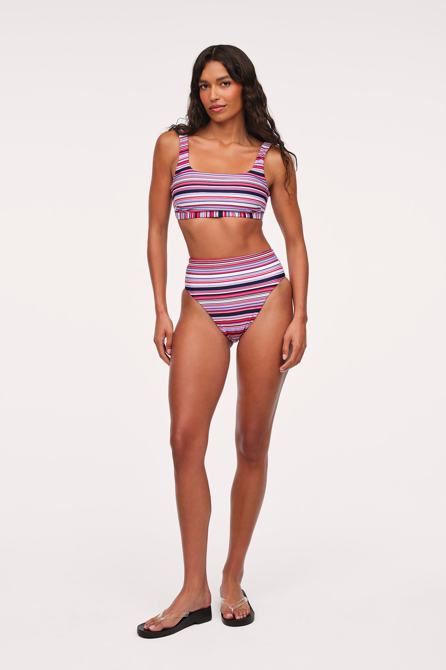 High Waist Bikini Bottom | Wisteria Stripe