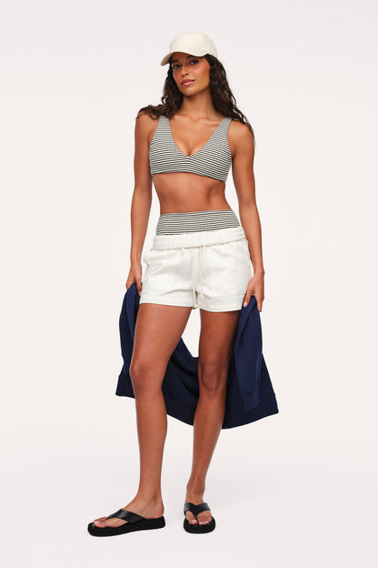 Plunge Bikini Top | Olive Stripe