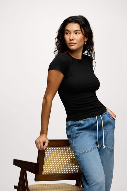 Slinky Rib Tee | Black