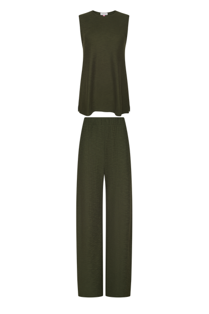 Resort Pant Set | Darkest Olive