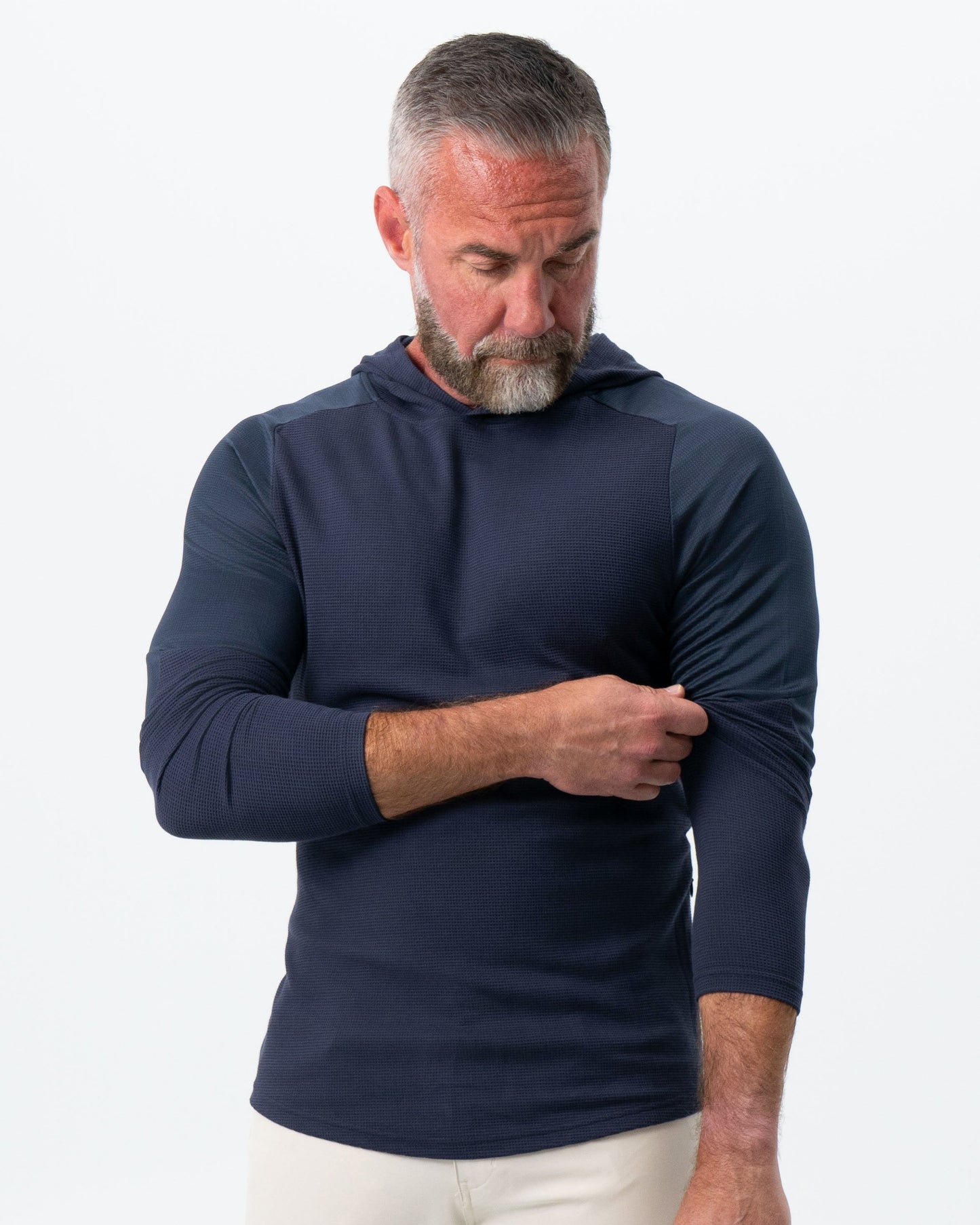 Waffle Knit Hoodie - Navy
