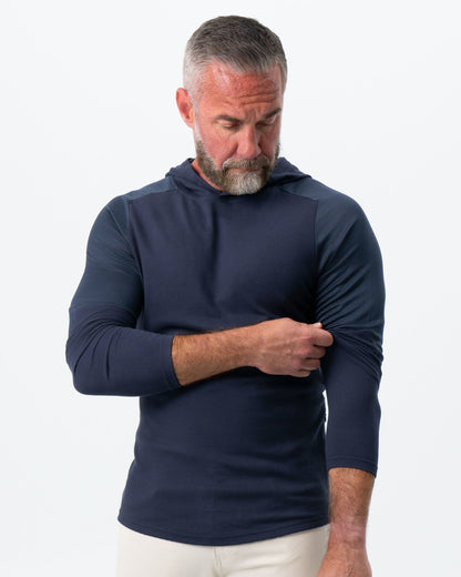 Waffle Knit Hoodie - Navy