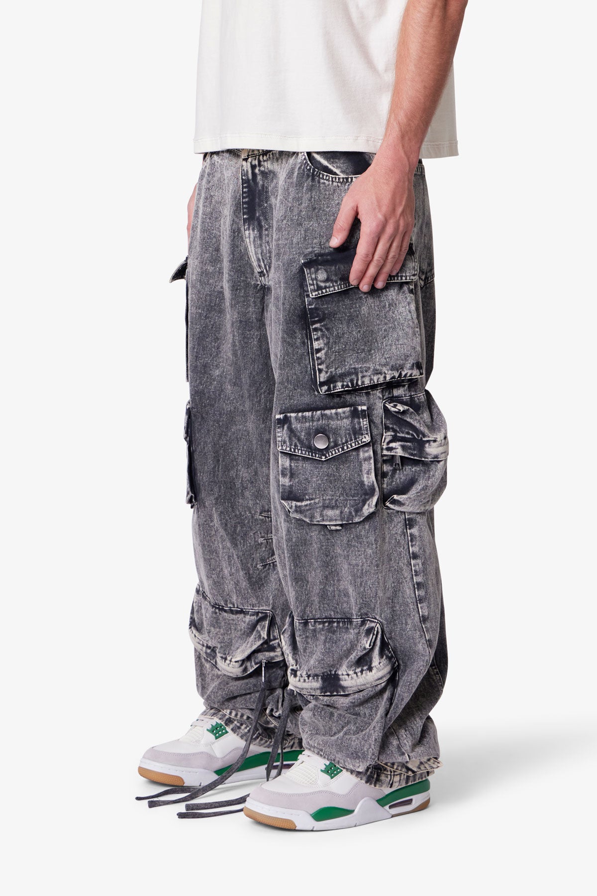 Washed Barrel Cargo Pants - Washed Black