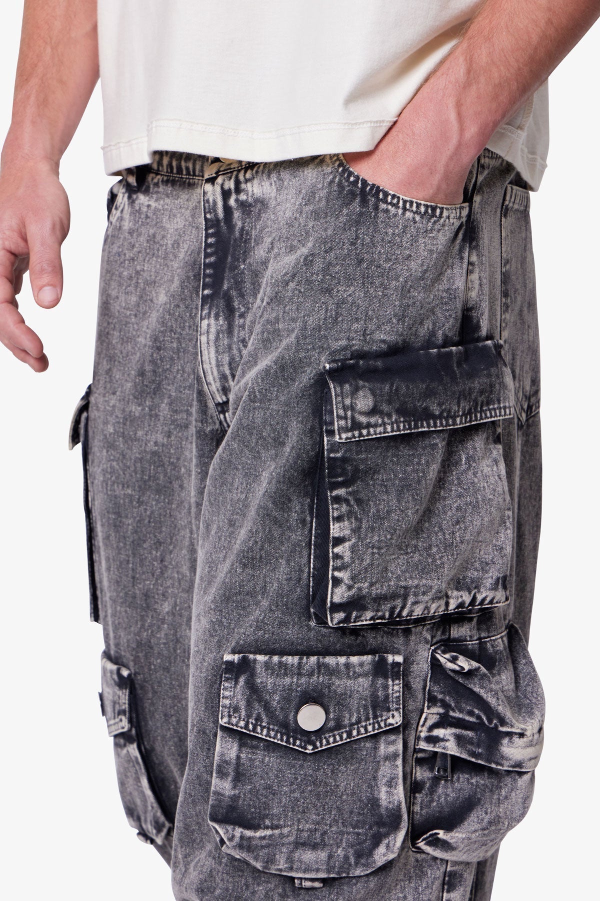 Washed Barrel Cargo Pants - Washed Black