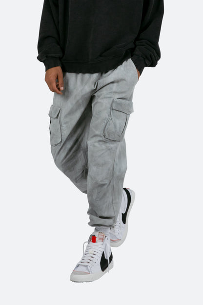 Washed Camo Cargo Pants - Grey/White