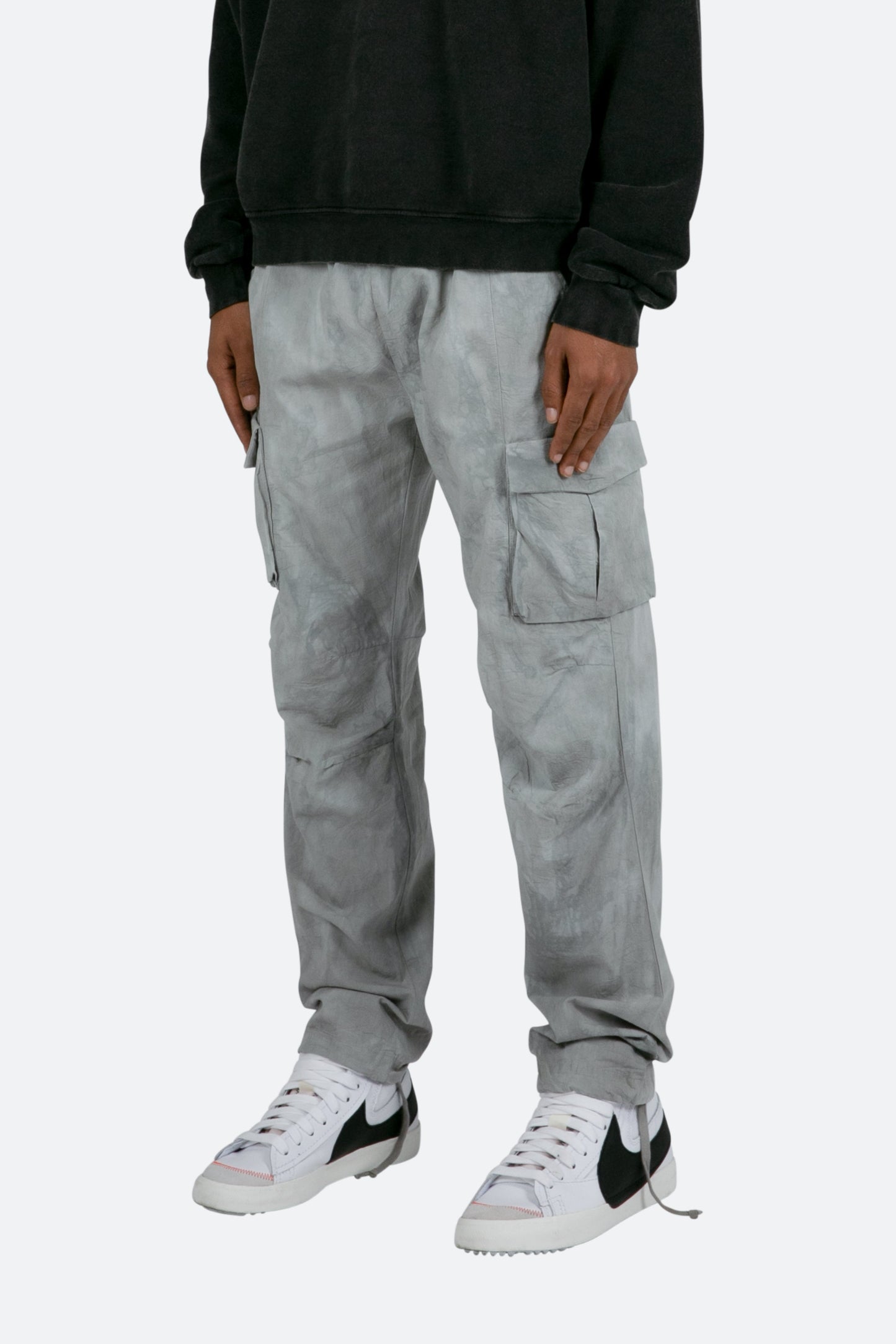 Washed Camo Cargo Pants - Grey/White