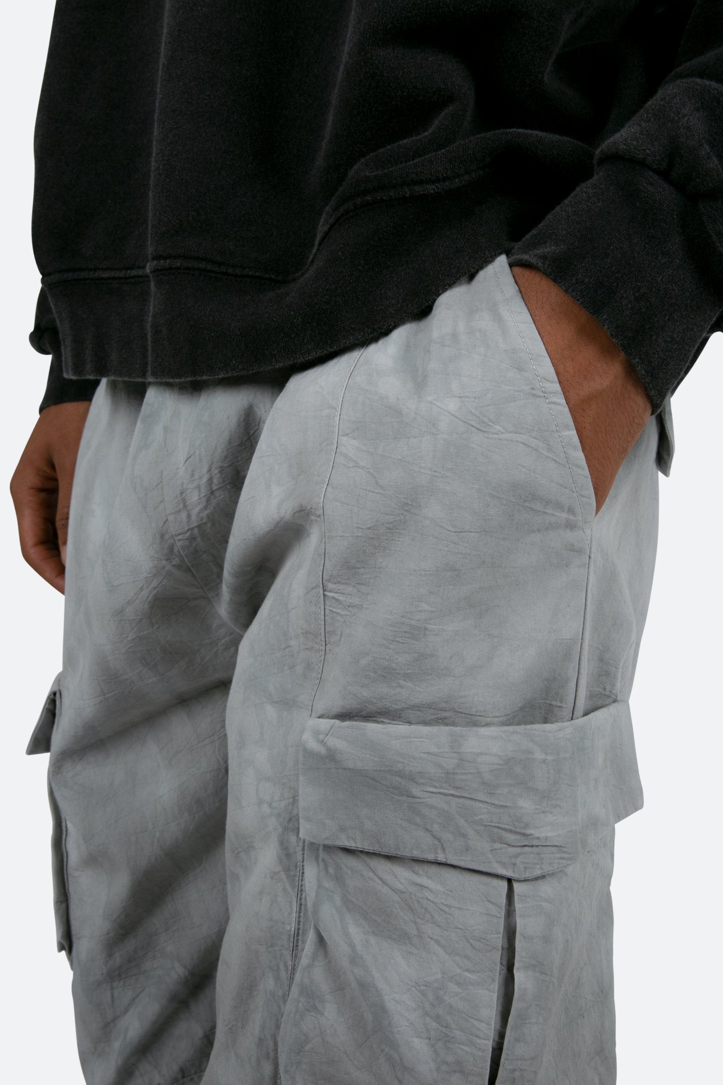 Washed Camo Cargo Pants - Grey/White