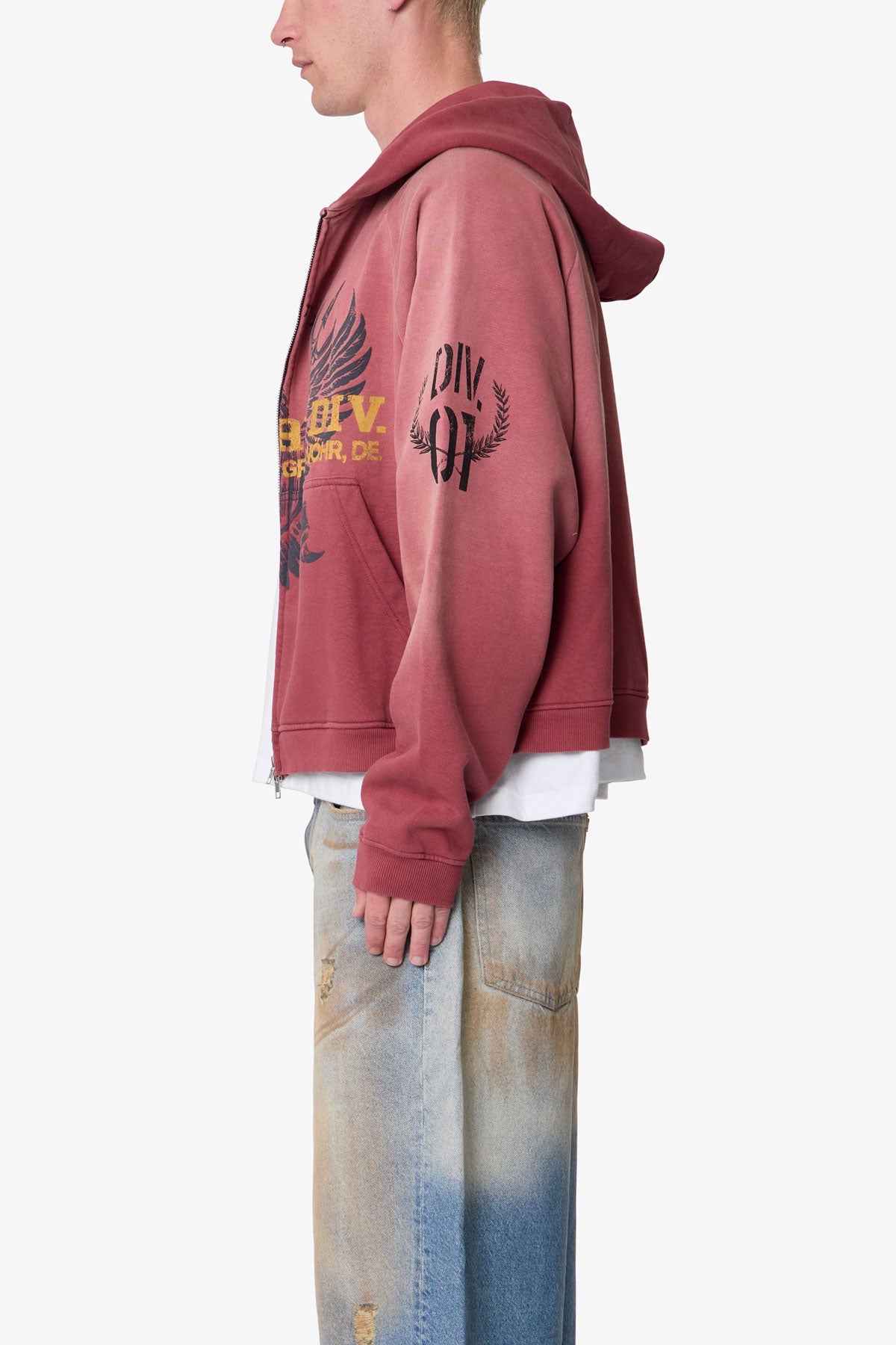 Washed Infantry Hoodie - Red