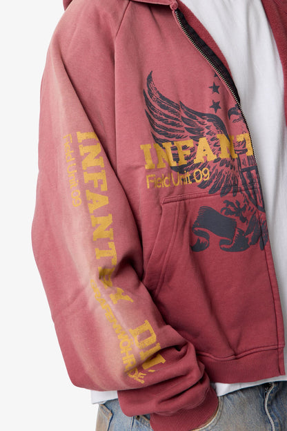 Washed Infantry Hoodie - Red