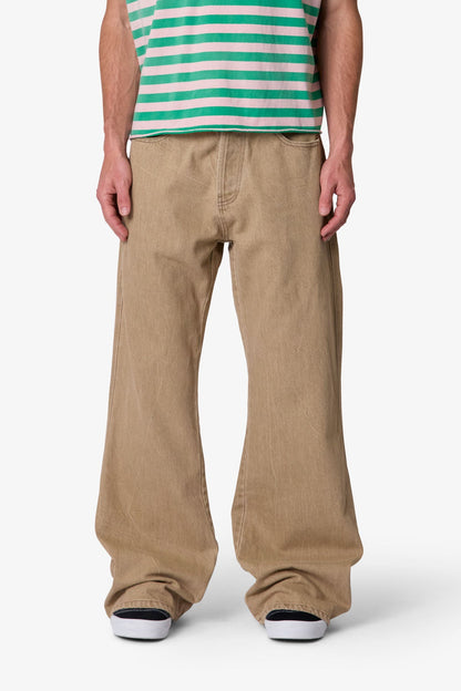 Washed Kick Flare Denim - Khaki