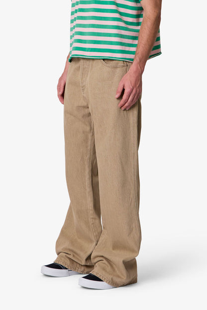 Washed Kick Flare Denim - Khaki