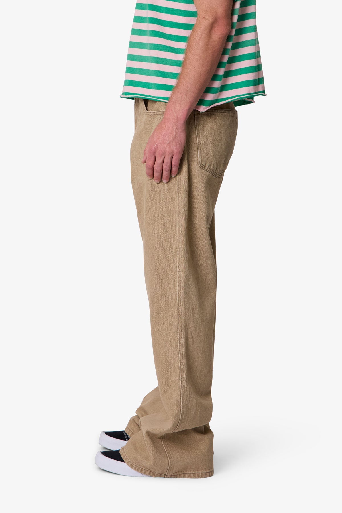 Washed Kick Flare Denim - Khaki