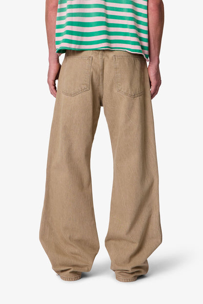 Washed Kick Flare Denim - Khaki