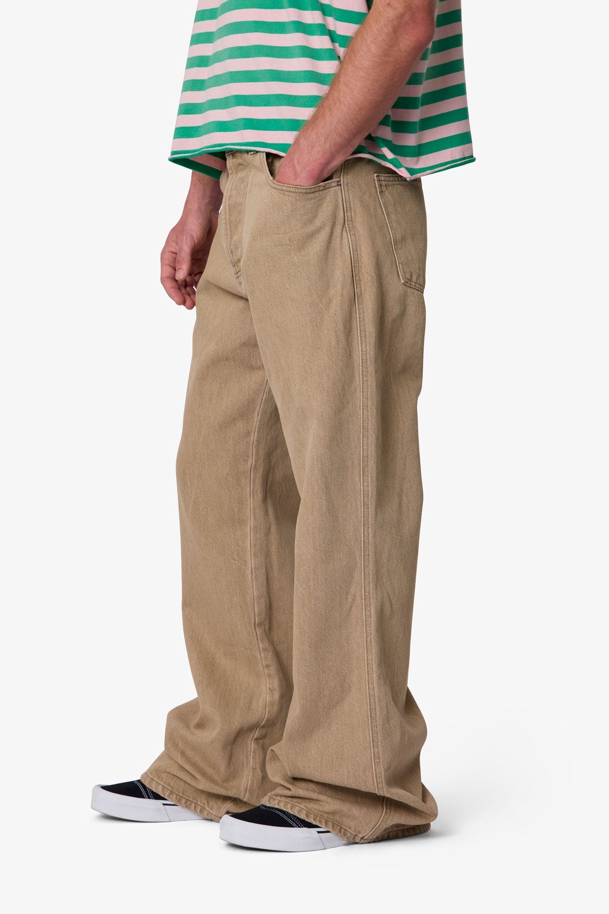 Washed Kick Flare Denim - Khaki