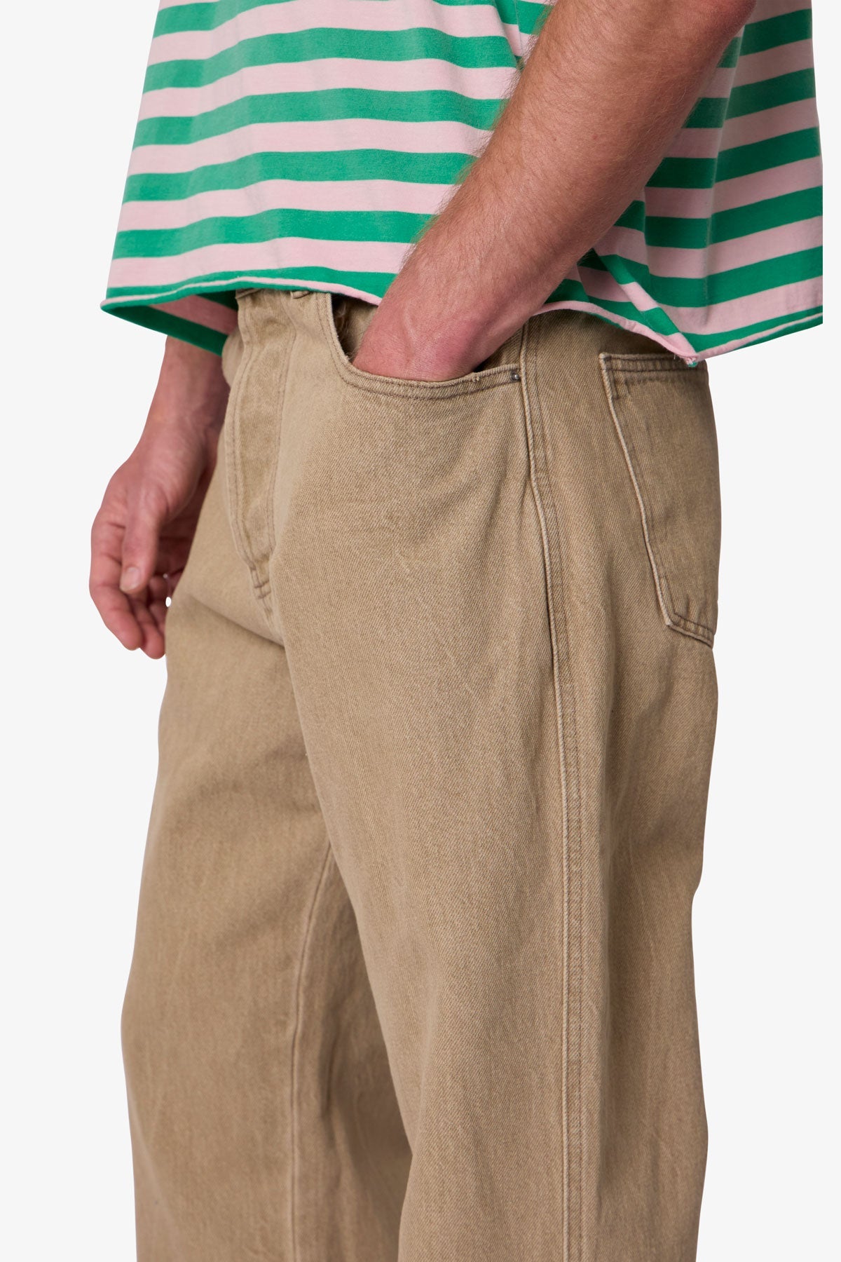 Washed Kick Flare Denim - Khaki