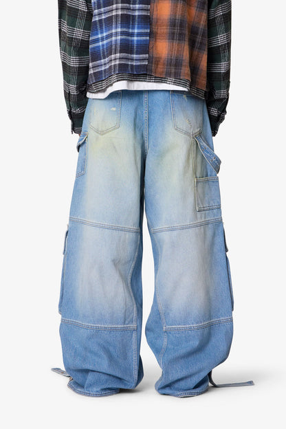 Washed Strapped Rave Denim - Washed Blue