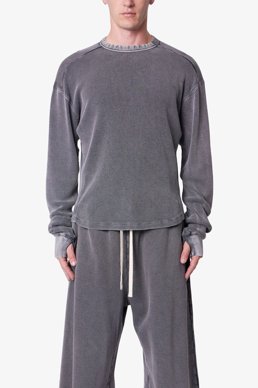 Washed Thermal L/S Tee - Vintage Black