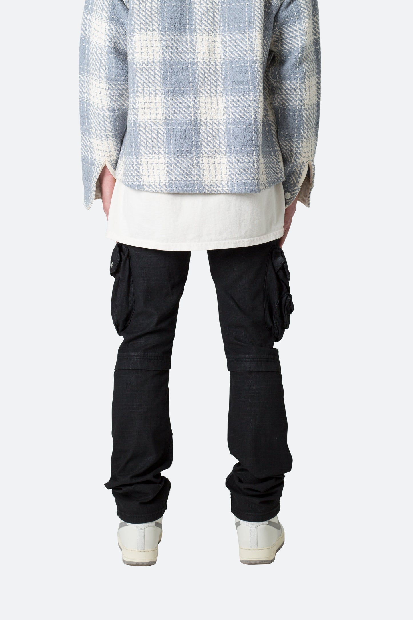 Waxed Denim Cargo Pants - Black